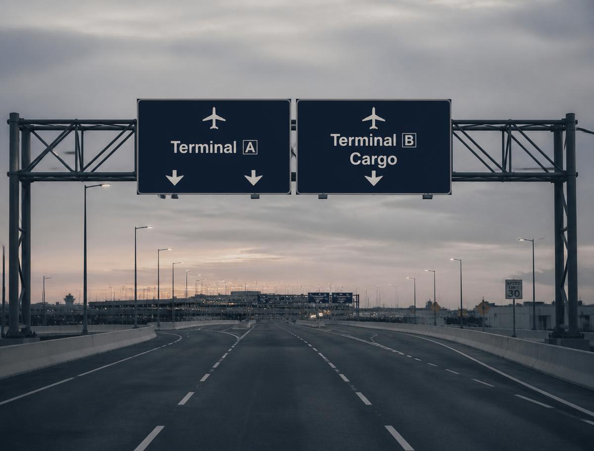 Early morning approach road to Newark Liberty International Airport
