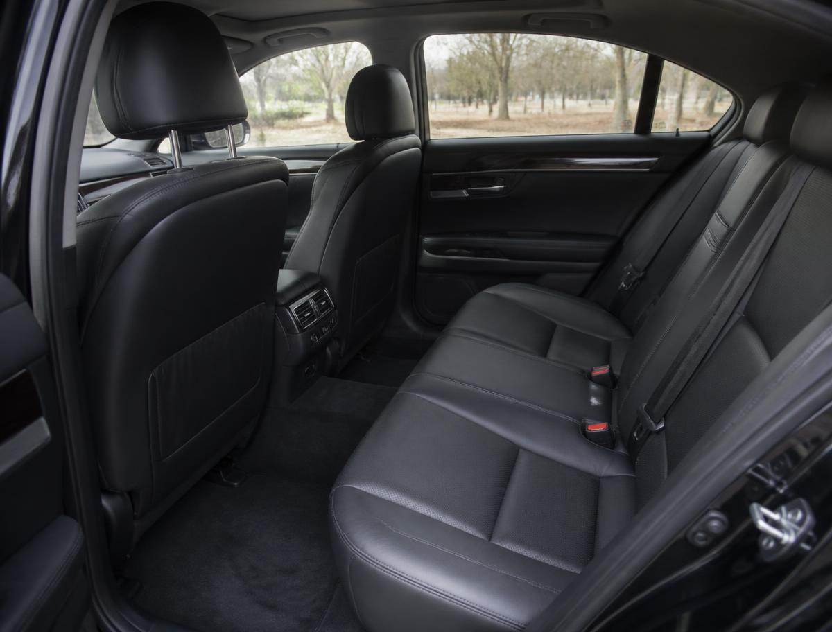 Rear passenger cabin of an executive sedan used for Newark Airport transfers